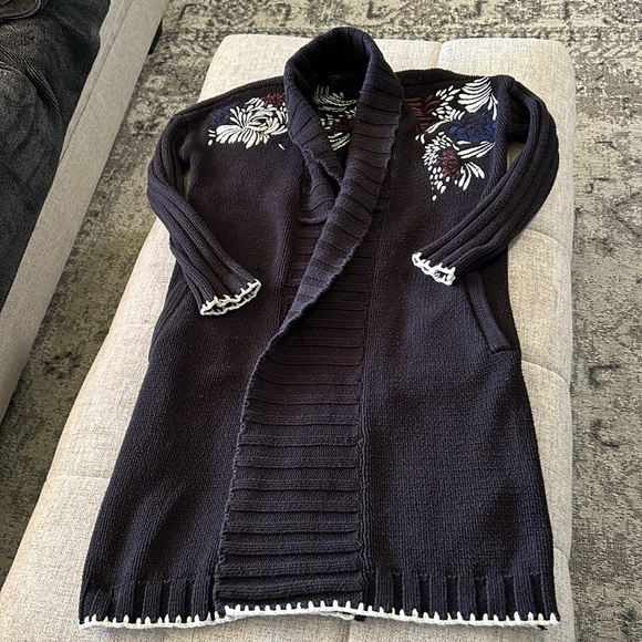 GUESS CARDIGAN EMBROIDERED COAT BLACK XS - Picture 5 of 12
